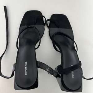 PrettyLittleThing Black Strappy Heels